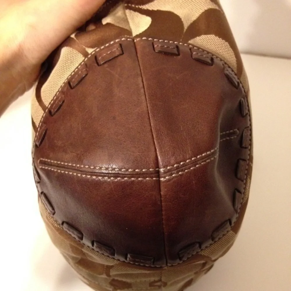 Coach signature sufflette vintage y2k 12227 brown hobo bag leather trim